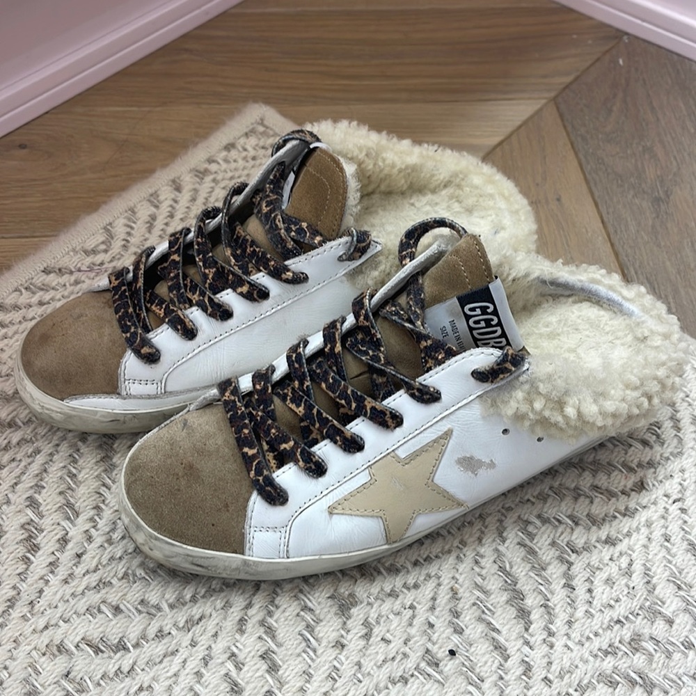 Golden goose shearling slip on sneakers